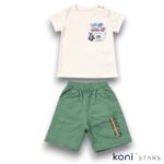 Детски летен комплект Give Up бежов - тениска и къси панталони Breeze - Image 2