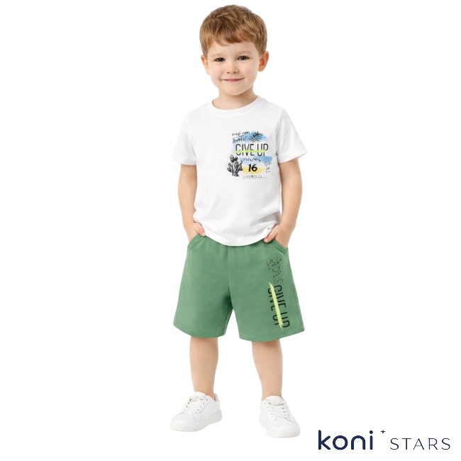 Детски летен комплект Give Up бял - тениска и къси панталони Breeze