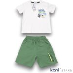 Детски летен комплект Give Up бял - тениска и къси панталони Breeze - Image 2