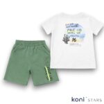 Детски летен комплект Give Up бял - тениска и къси панталони Breeze - Image 3