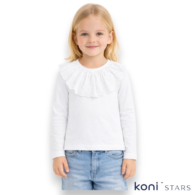 Детска официална блуза бяла с дантелена яка Breeze