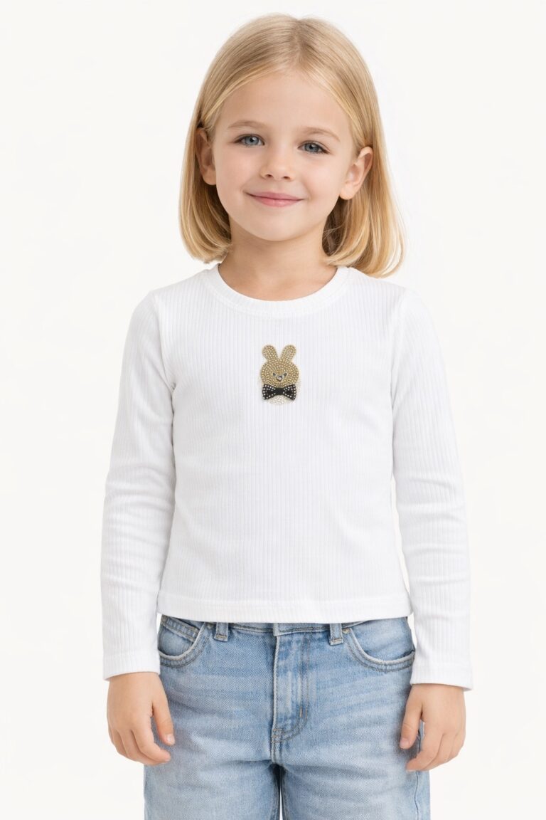 Памучна детска блуза Rabbit екрю Breeze