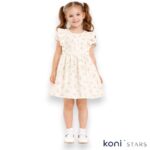 Бежова лятна рокля с цветя Barny Kids