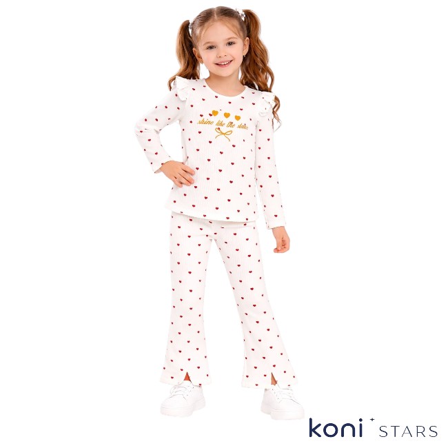 Памучна детска блуза екрю Hearts Breeze