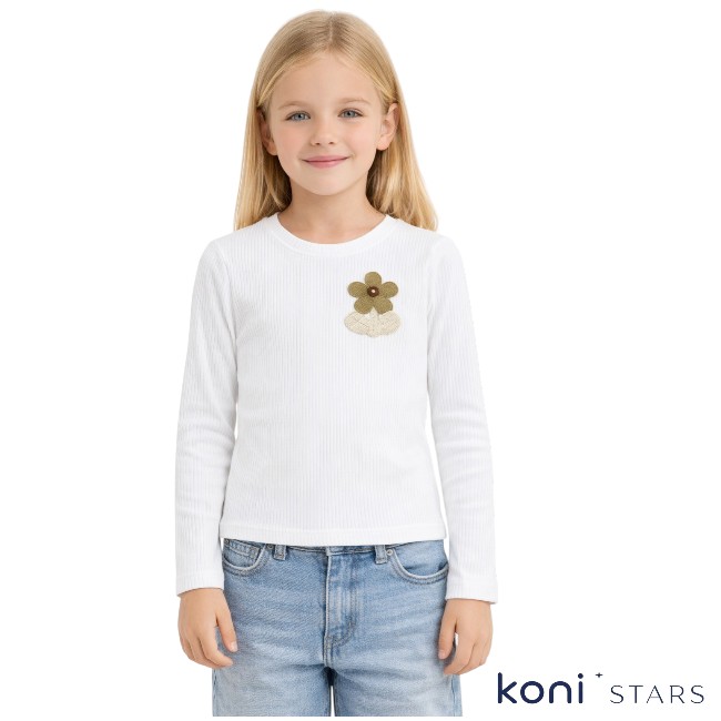 Памучна детска блуза Flower екрю Breeze