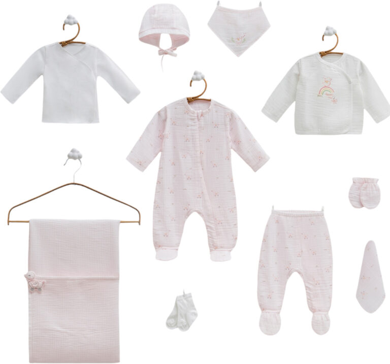 Caramell Love time розов комплект за изписване на бебе