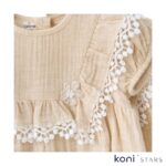 Caramell Smile Бежов лятна рокля муселинена за бебе 06