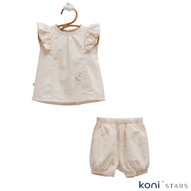 Caramell - муселин Mini lady Бежов летен бебешки комплект