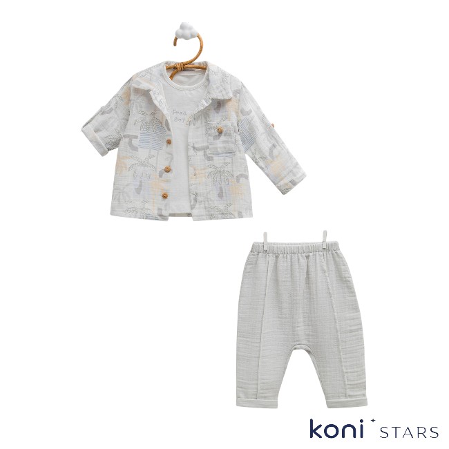 Free boy сив к-т 3 ч. риза тениска и панталони за бебе 01R