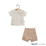 Hello boy Бежов летен комплект за бебе 01R