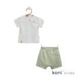 Hello boy Екрю летен комплект за бебе Caramell_1R