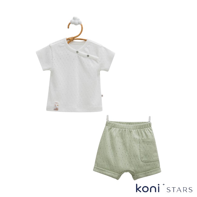 Hello boy Екрю летен комплект за бебе Caramell_1R