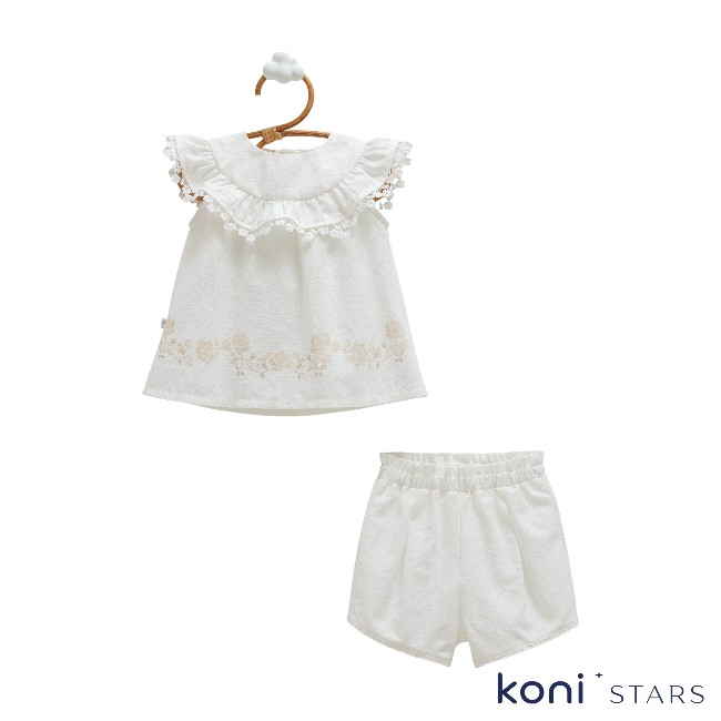 Mini lady Екрю муселин летен бебешки комплект_1R