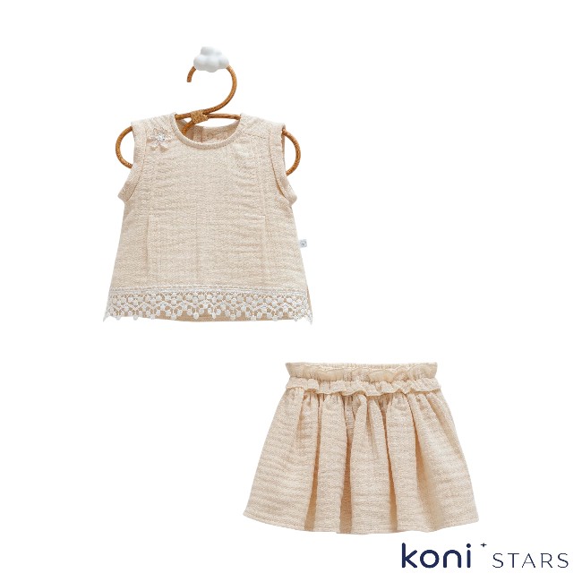 Smile Бежов муселин бебешки комплект – Caramell