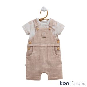 Гащеризон и тениска Free boy Кафяв летен к-т а бебе Caramell 01R