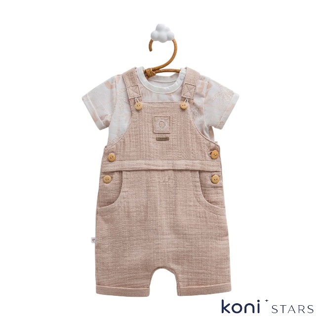 Гащеризон и тениска Free boy Кафяв летен к-т а бебе Caramell 01R