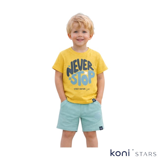 Детска тениска жълта Never Stop Rach R2