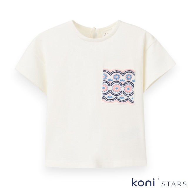 Детска тениска светлобежова с бродерия и джоб Zippy ZBGAP0303_26016 R1