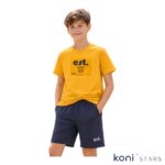 Детски комплект горчица и сиво тениска и бермуди Rach 01R