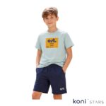 Детски комплект мента и тъмносиньо тениска и бермуди Rach R00