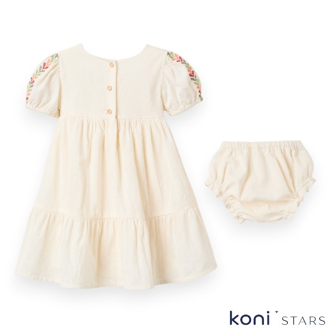 Памучна рокля бежова с бродерия и гащички Zippy за бебе ZBGAP0501_26021 R3