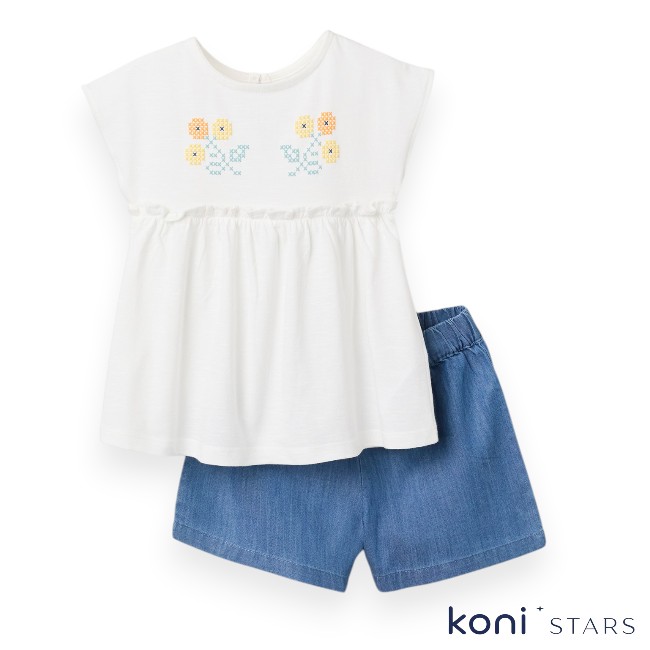 Туника и къси панталони бяло летен комплект за бебе Zippy ZBGAP0602_26005 R11