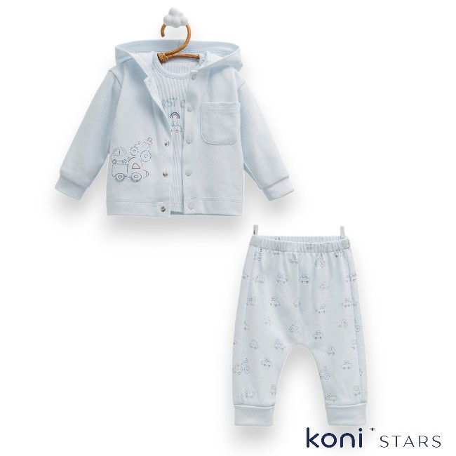 Бебешки комплект 3 части Caramell First Car Син