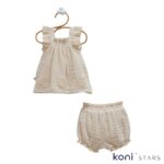 Бебешки ленен комплект бежов Lace Flowers Caramell CR-TKK2440-BEJ Р00 (1)