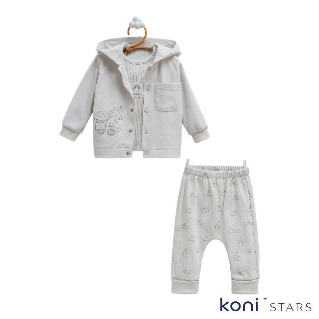 Бебешки сив комплект 3 части First Car Caramell CR-TKE2223-GRI R1