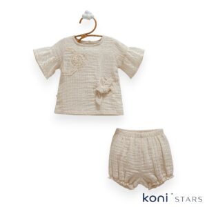 Ленен комплект в бежово Lace Flowers Caramell CR-TKK2444-BEJ R1