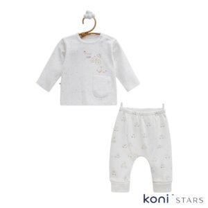 Памучен комплект екрю за бебе First Car Caramell CR-TKE2222-EKRU R1