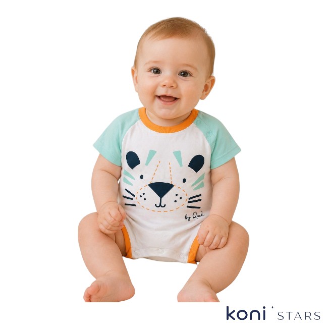 Бебешки гащеризон бяло с мента Little Tiger Rach RA-2018-White R1