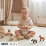 Бебешки кафяв памучен бандан Safari Time Caramell ONE1611-KAHVE R2