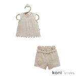 Бежов комплект за бебе момиче Lace Flowers Caramell CR-TKK2448-BEJ R0