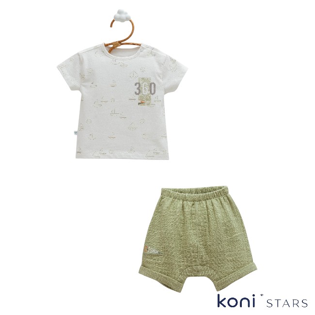 Детски зелен летен комплект за момче Hello Summer Caramell CR-TKE2460-YESIL R1