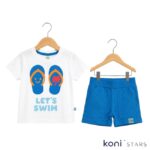 Детски к-т бяло с кралско синьо RACH Let’s Swim RA-2019-WhiteBlue R1
