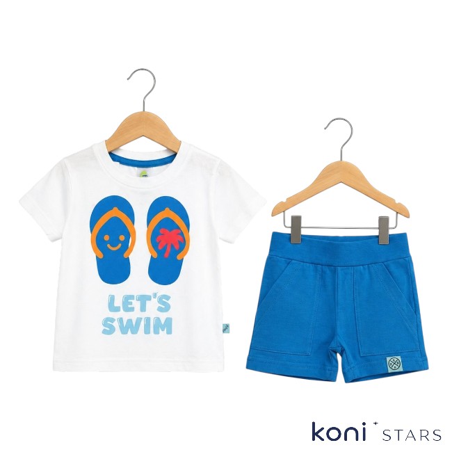 Детски к-т бяло с кралско синьо RACH Let’s Swim RA-2019-WhiteBlue R1